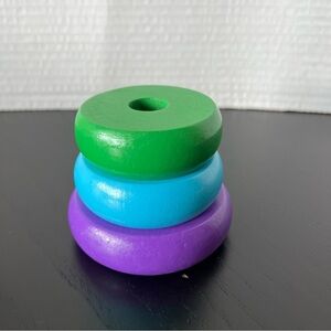 Melissa & Doug Wooden Rainbow Stacker Baby Toy Purple, Green, Blue Pieces VGUC